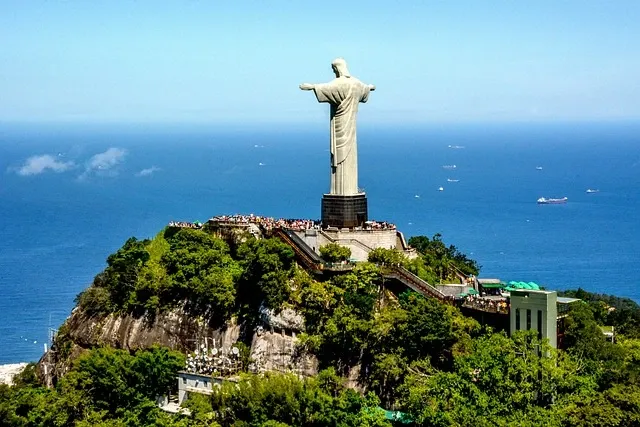 Christ the Redeemer statue overlooking Rio de Janeiro, Brazil from Corcovado Mountain